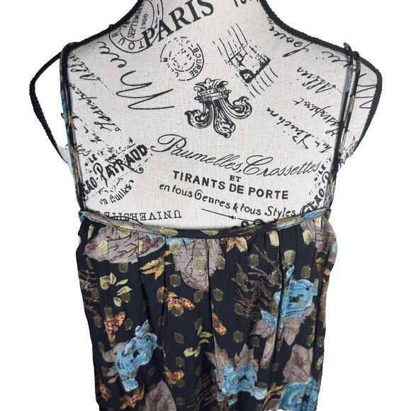 Natural Life The Alice Metallic Maxi Floral Sleeveless Dress Tie Back Sz M Boho - Picture 3 of 12